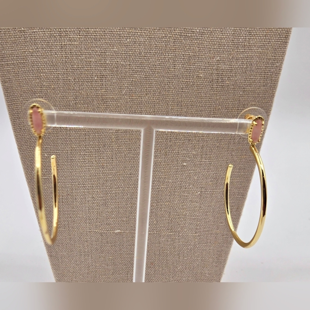 KENDRA SCOTT NWT Necklace & Earring Set Gold w/ Light Pink Stone - Picture 4 of 9